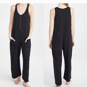 Hatch Black Sleeveless Button-Front Jumpsuit